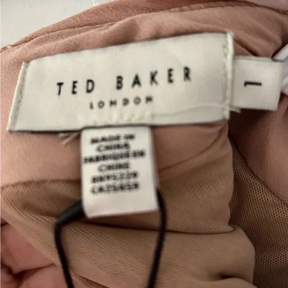 Ted Baker Brookly Rose Gold Sheath Dress with Mock Neck and Long Sleeves - Picture 3 of 4